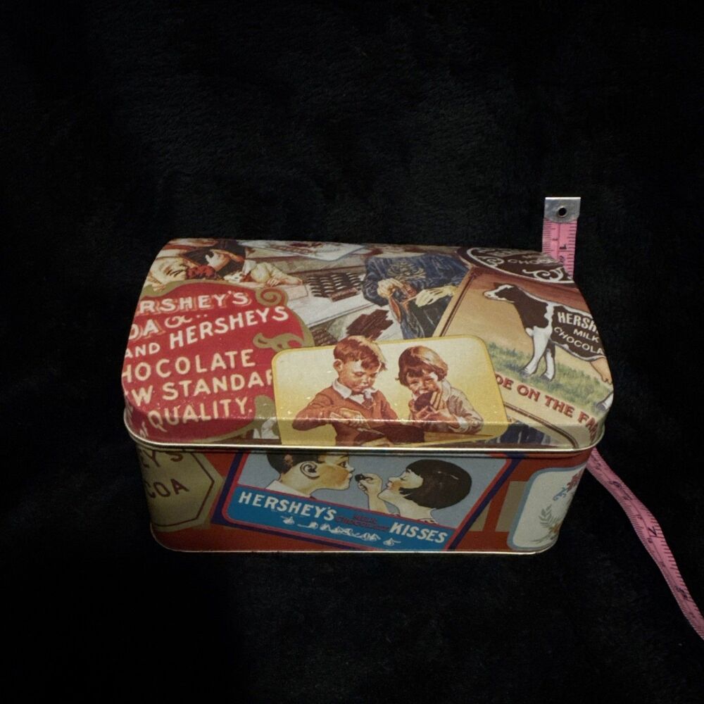 Vintage 80s Hershey's Cocoa & Milk Chocolate Kisses Collectible Advertising Tin